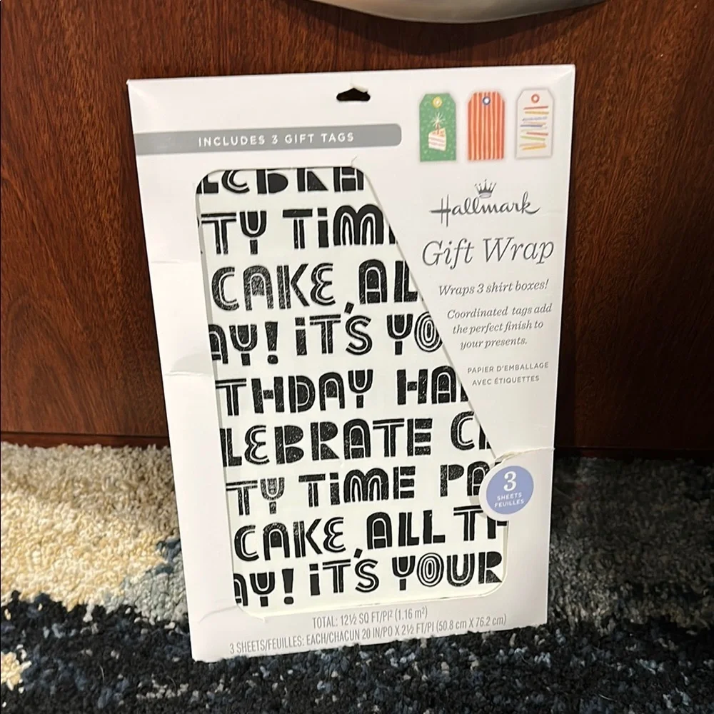 Hallmark & More Gift Wrap Set with Tags and Twine 9 sheets of Wrapping NWT